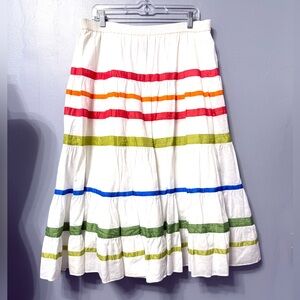 Madison Studio 100% Cotton Multicolor Striped A-Line Skirt